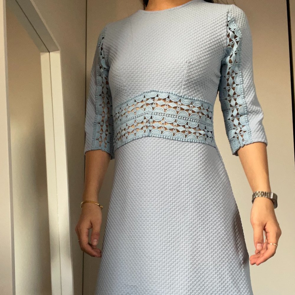 ASOS Baby Blue A-Line Dress with Lace Cutout EU 36